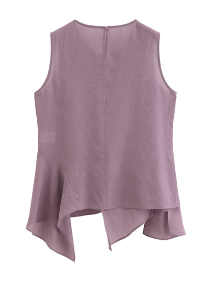 Mauve Tie Waist Sleeveless Blouse
