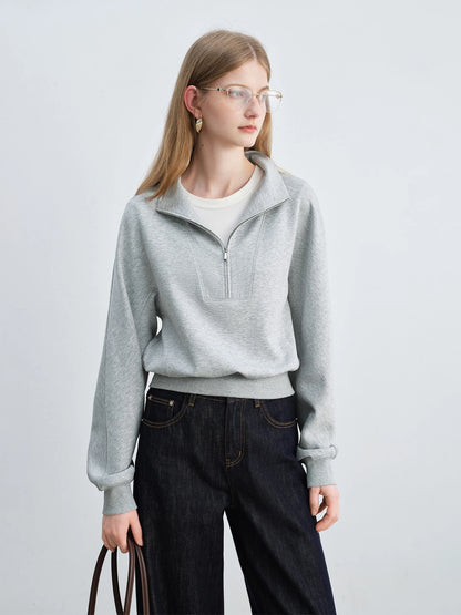 Light Gray Half Zip Knit Pullover