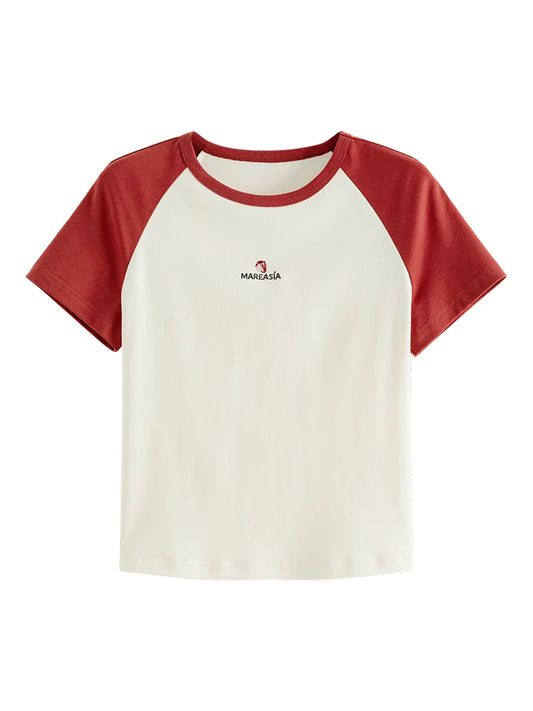Ivory Red Raglan Graphic Tee