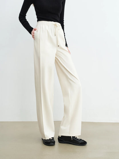 Black Drawstring Wide Leg Pants