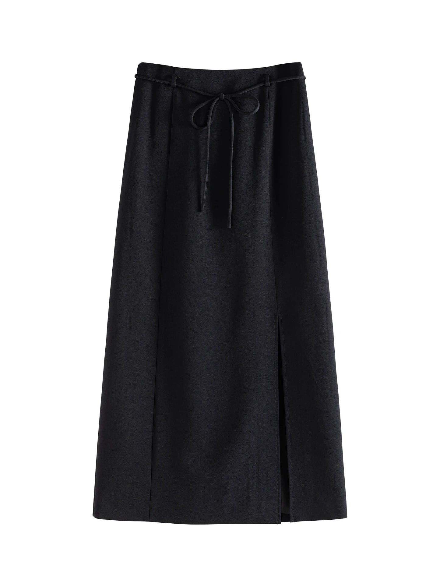 Black Tie Waist A-Line Skirt