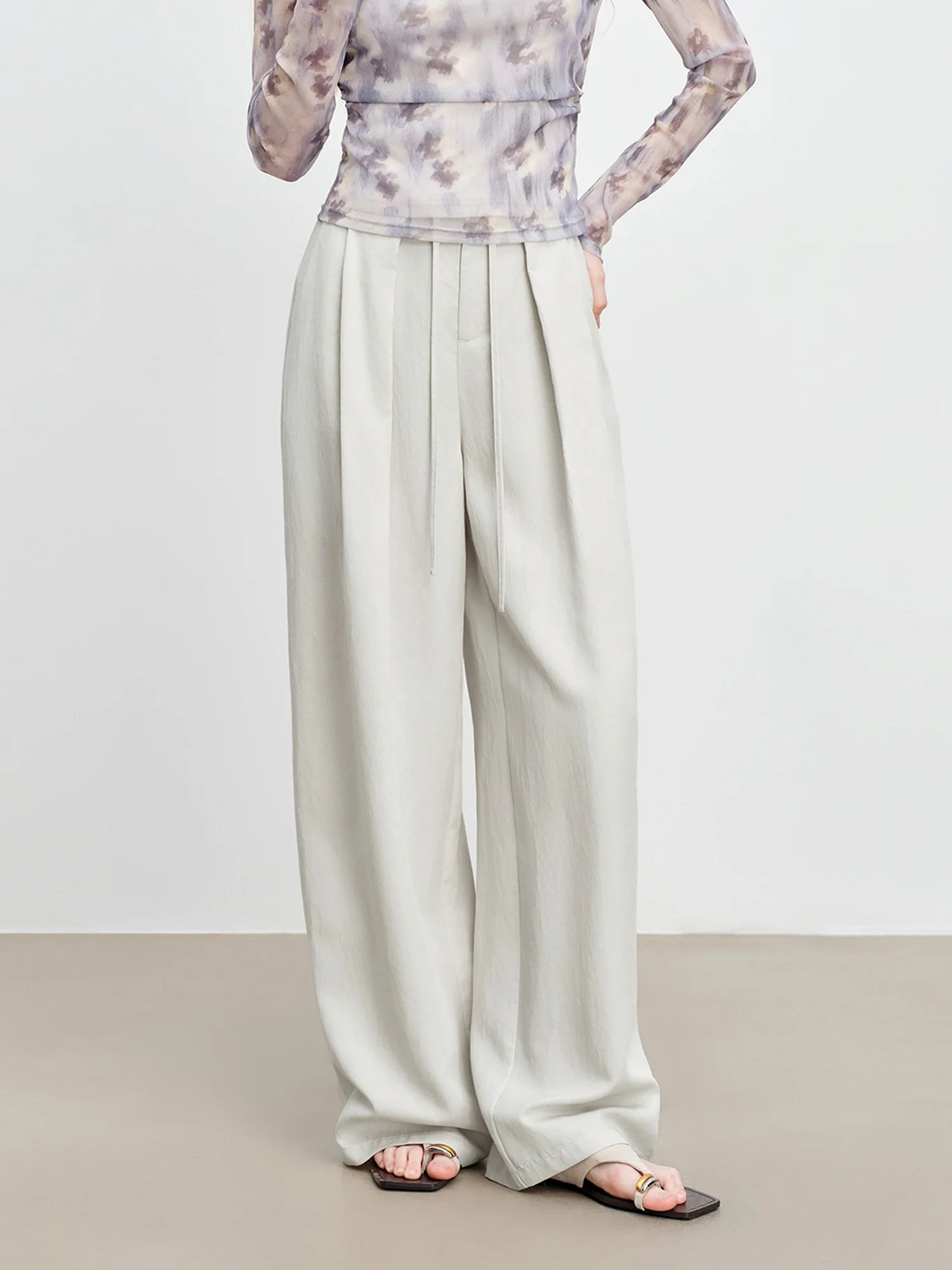Charcoal Pleated Drawstring Pants