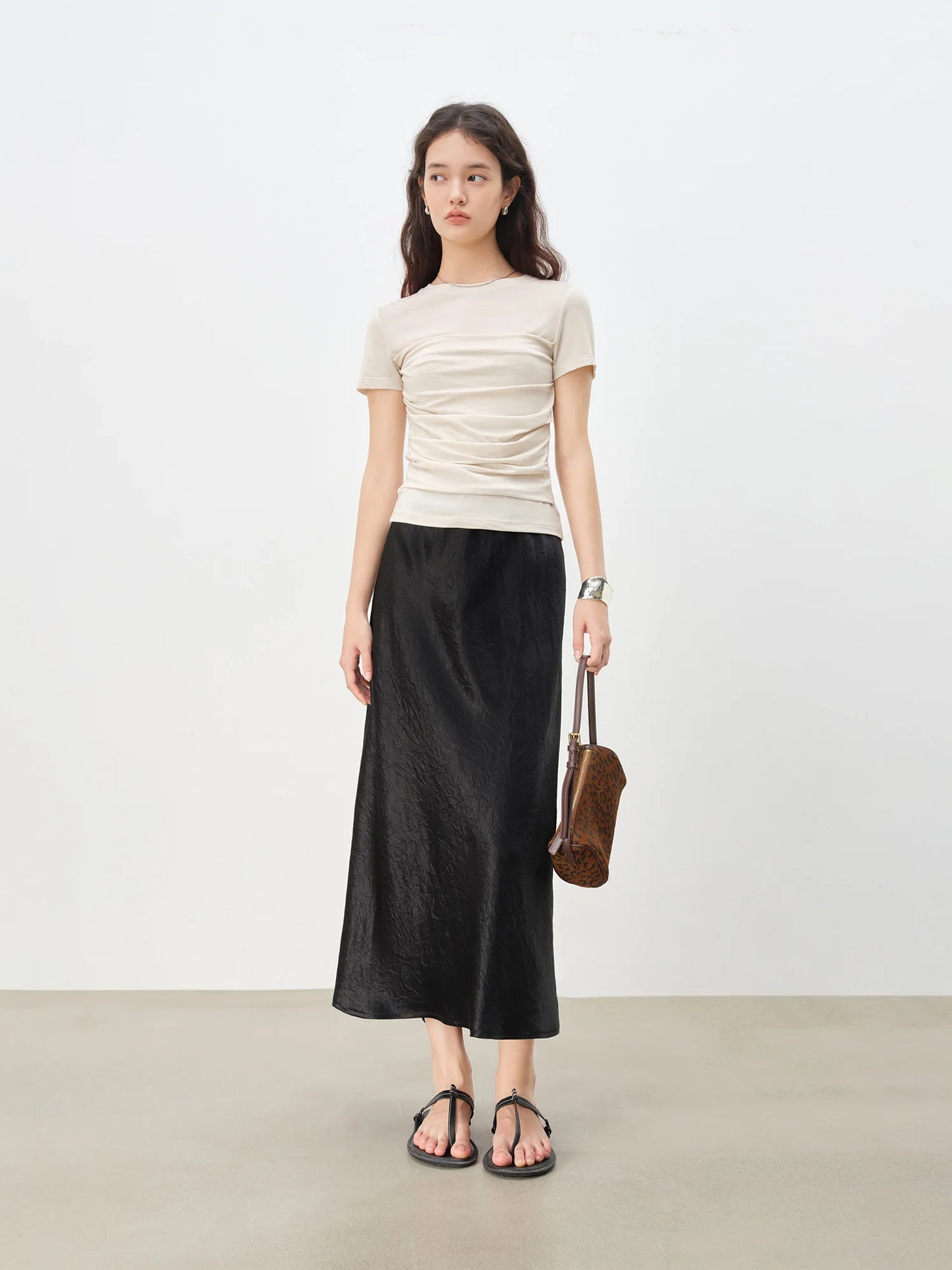 Olive Draped Short Sleeve Top