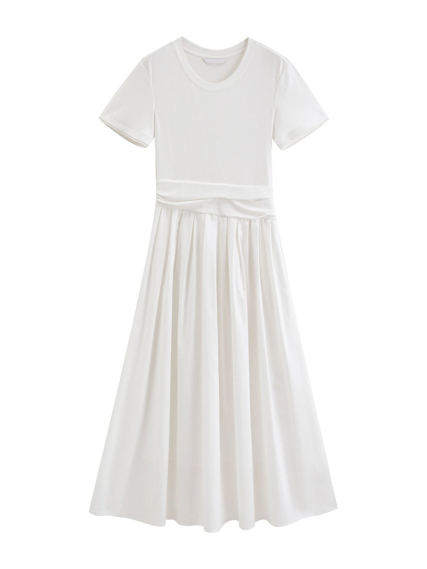Black Paneled A-Line Midi Dress