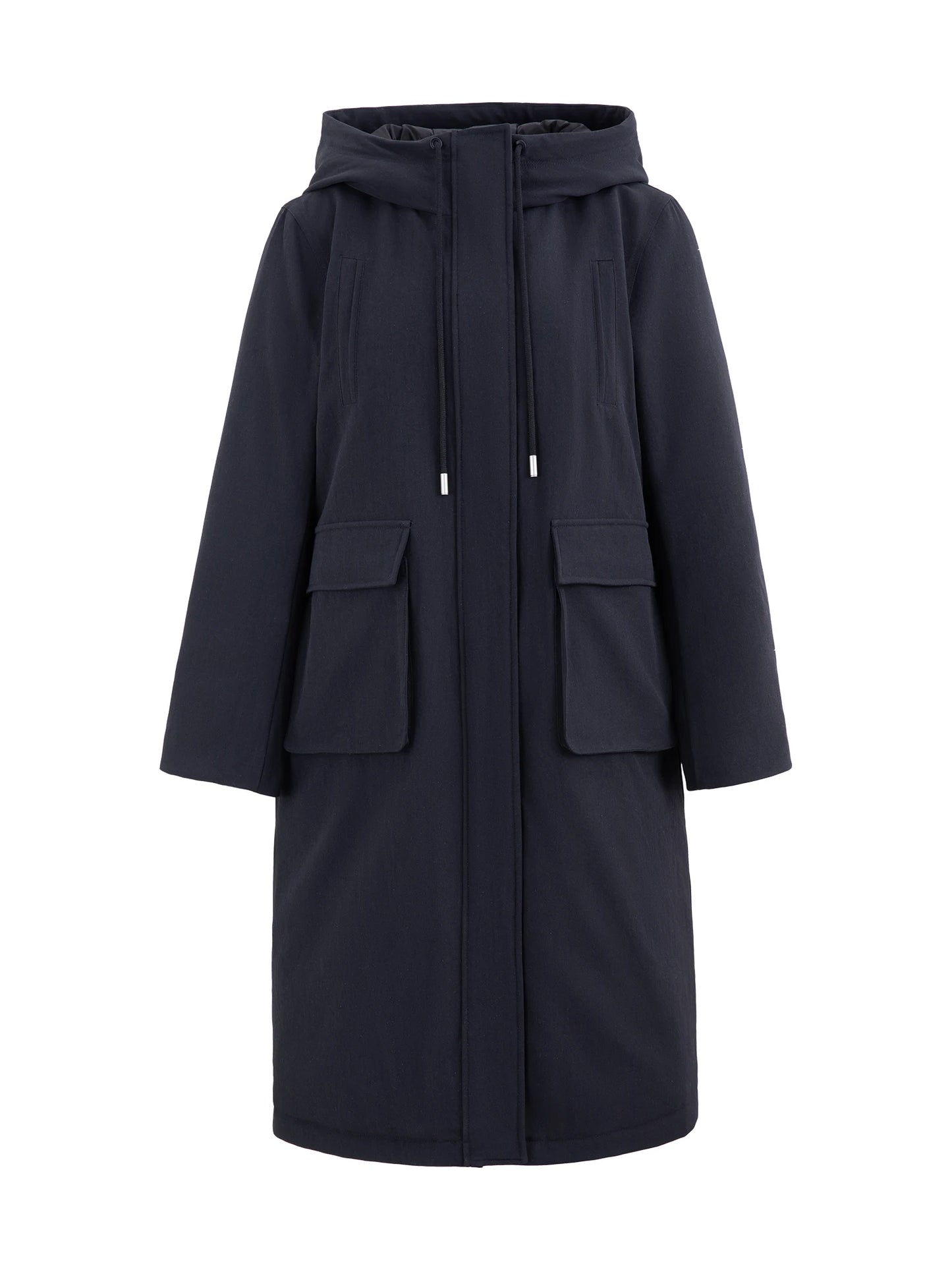 Ivory Hooded Long Parka Coat