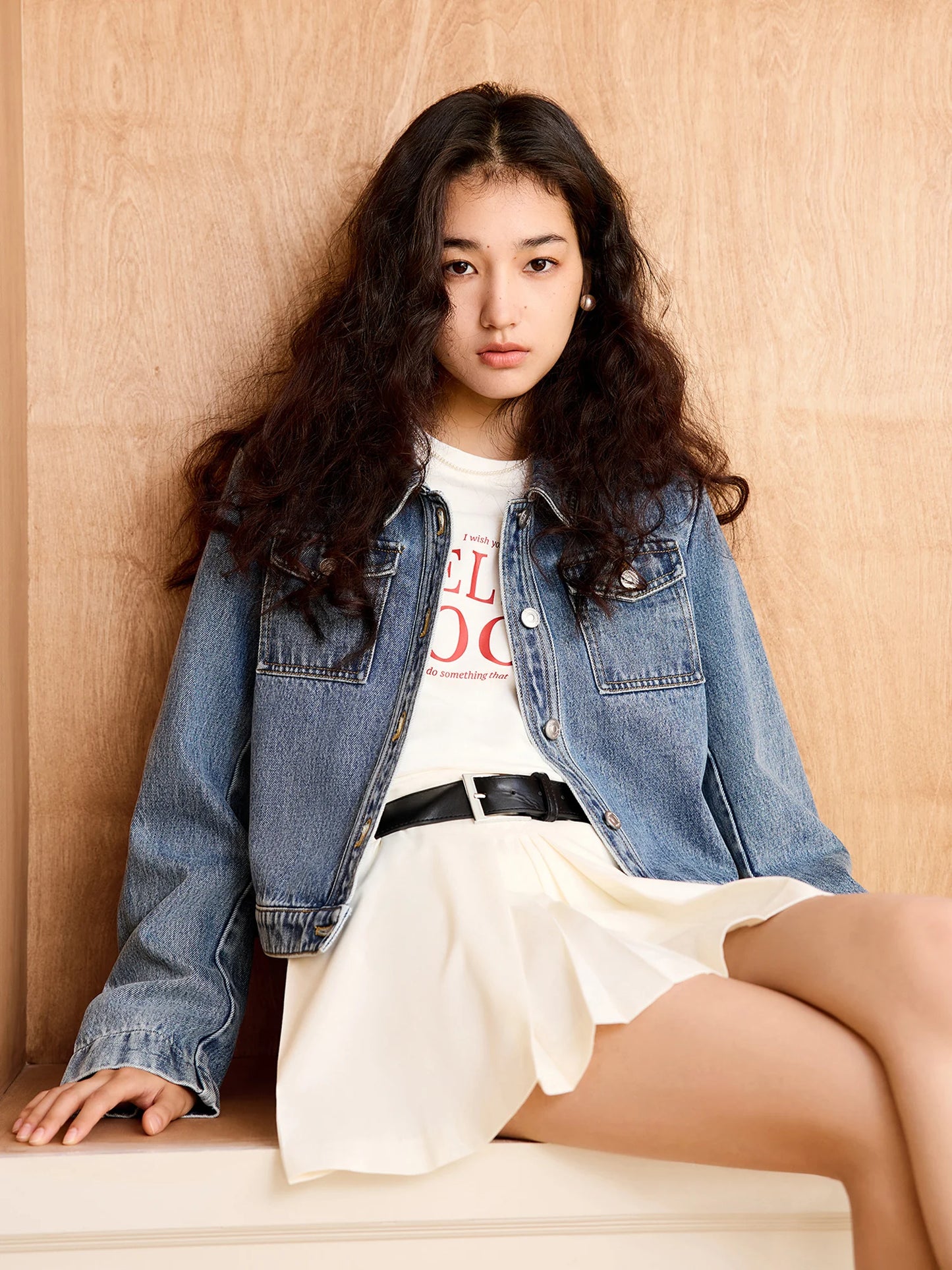 Blue Cropped Denim Jacket
