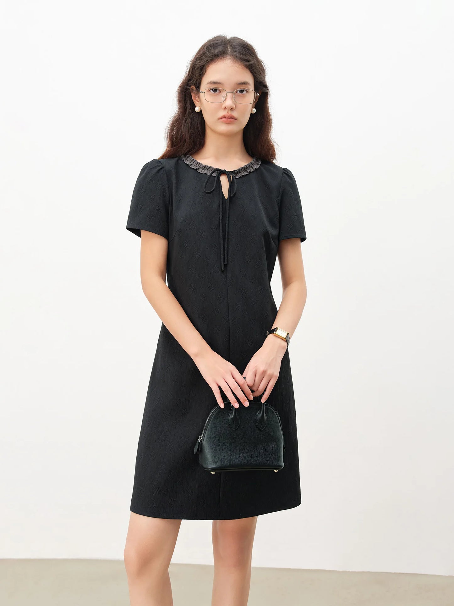 Black Layered Collar Mini Dress