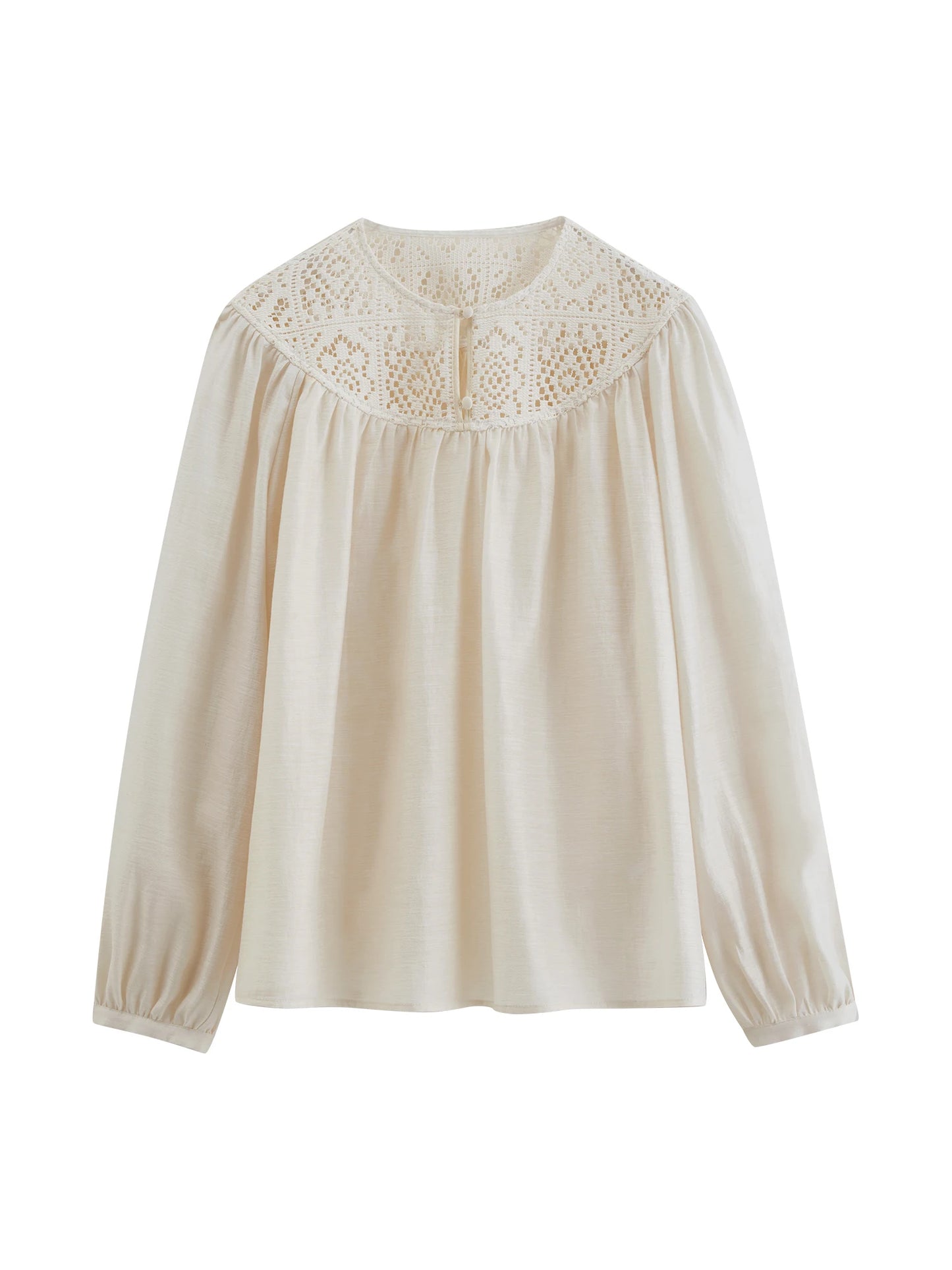 Ivory Openwork Panel Blouse