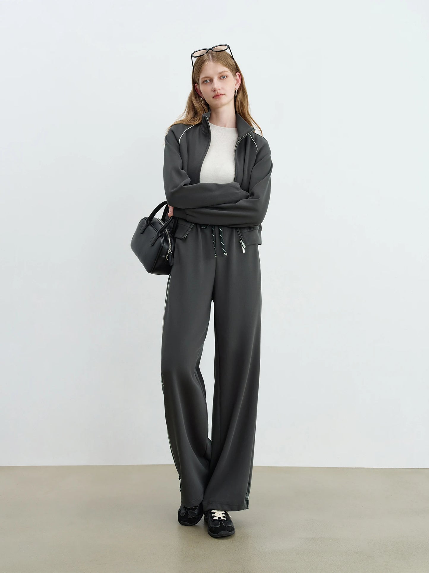 Contrast Cropped Jacket Pants Set