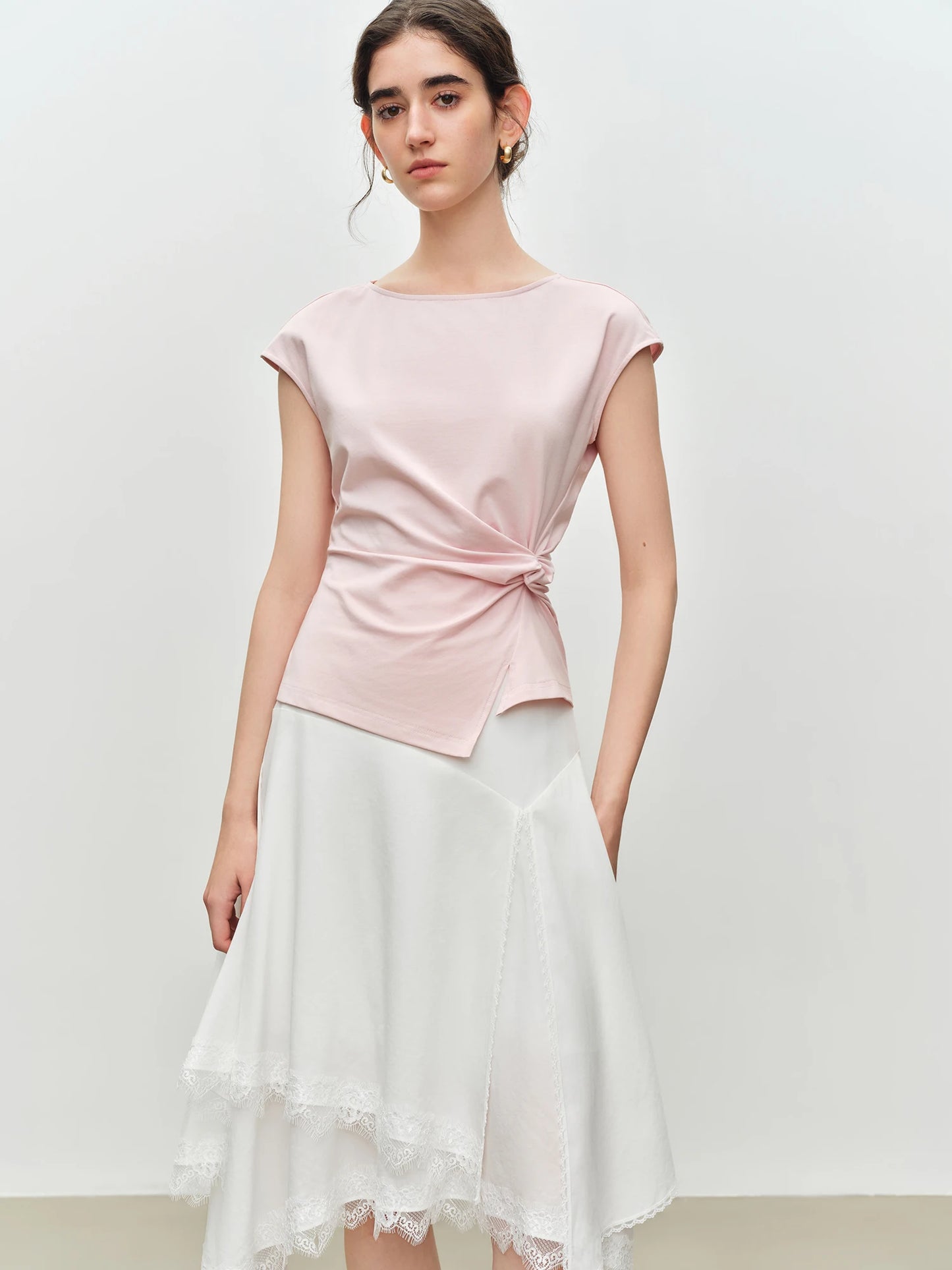 Blush Twist Front Short Sleeve Top