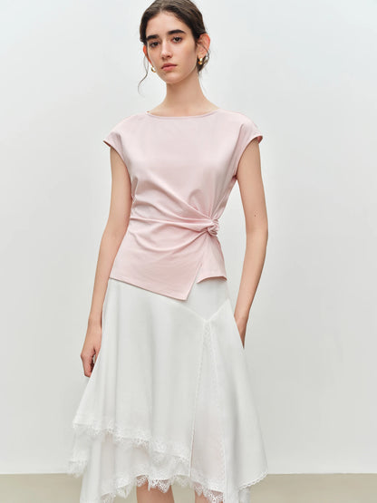 Blush Twist Front Short Sleeve Top