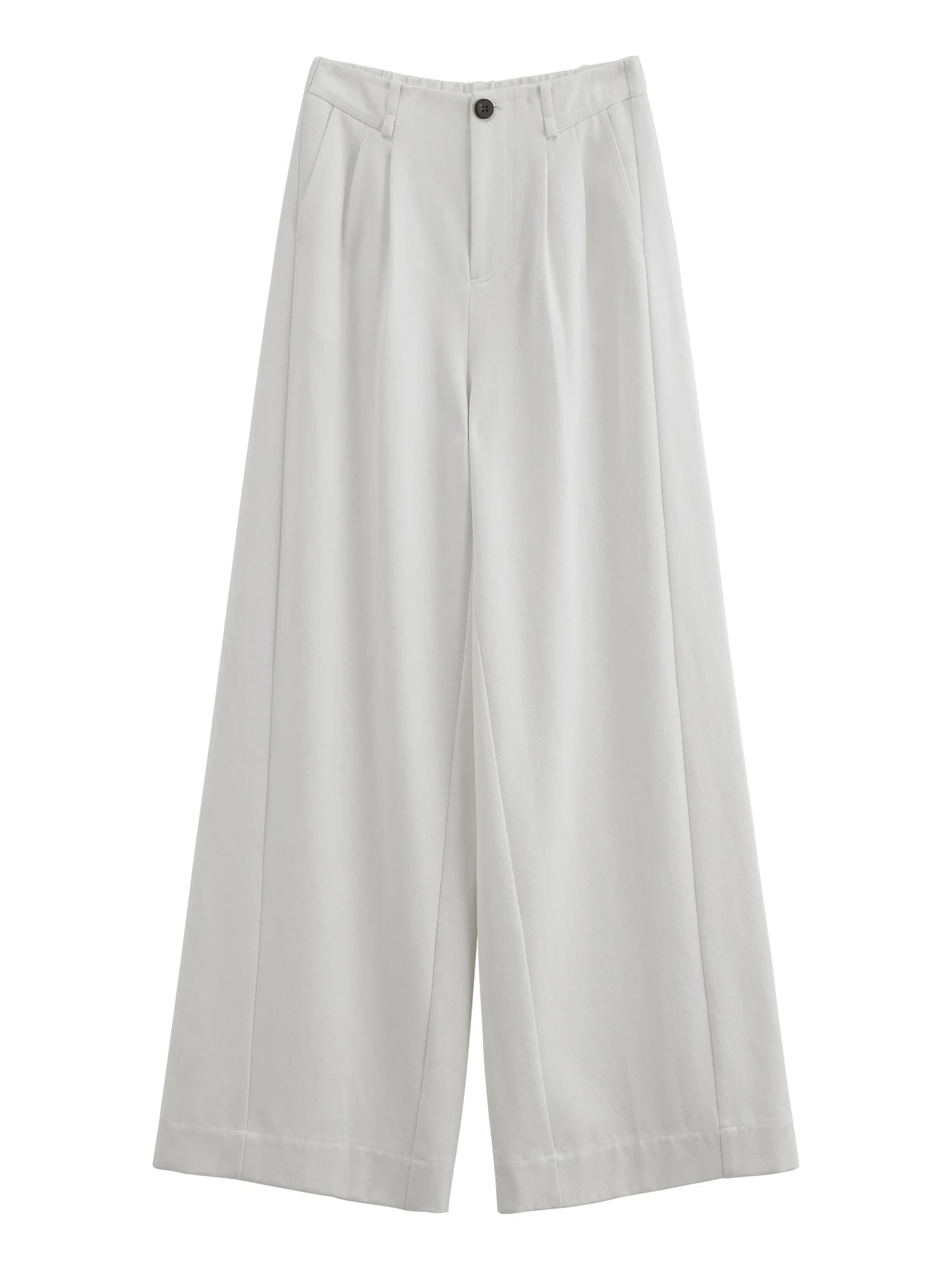 Khaki Pleated Wide Leg Trousers