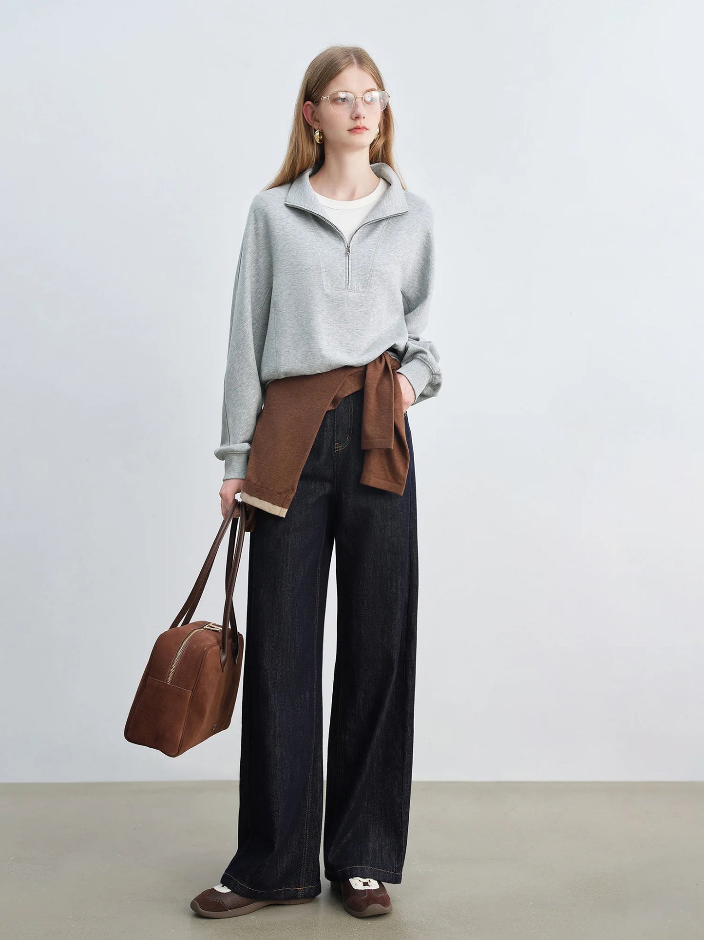 Light Gray Half Zip Knit Pullover