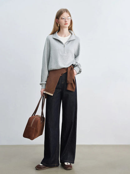 Light Gray Half Zip Knit Pullover