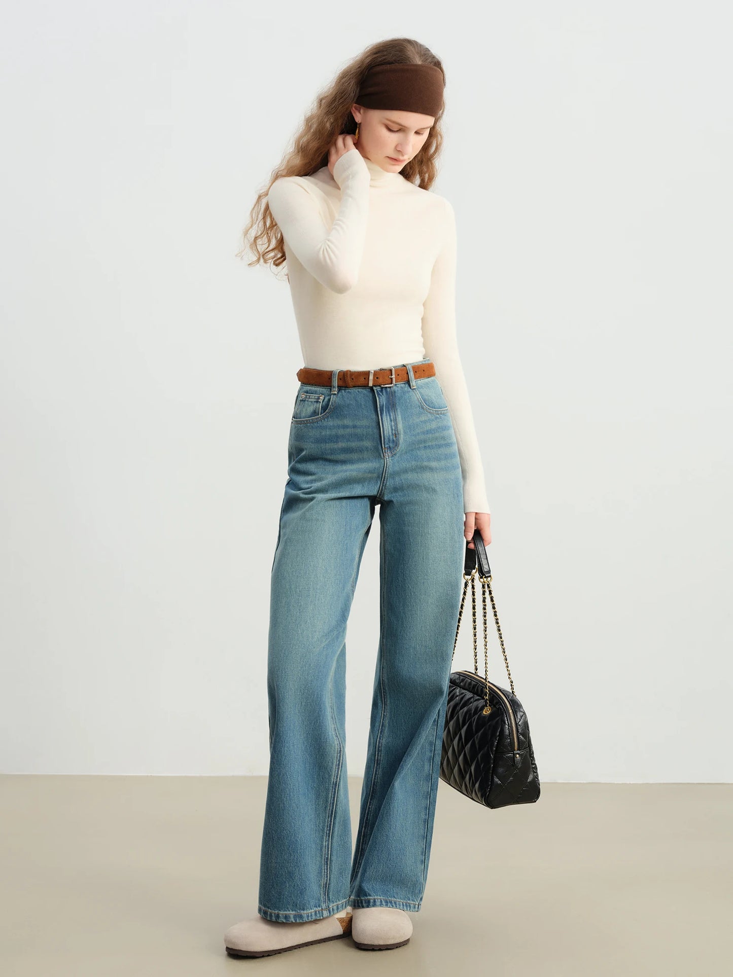 Dark Blue Wide Leg Jeans