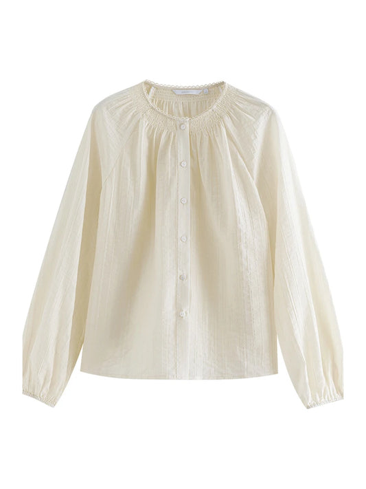 Ivory Suspenders Pleated Blouse