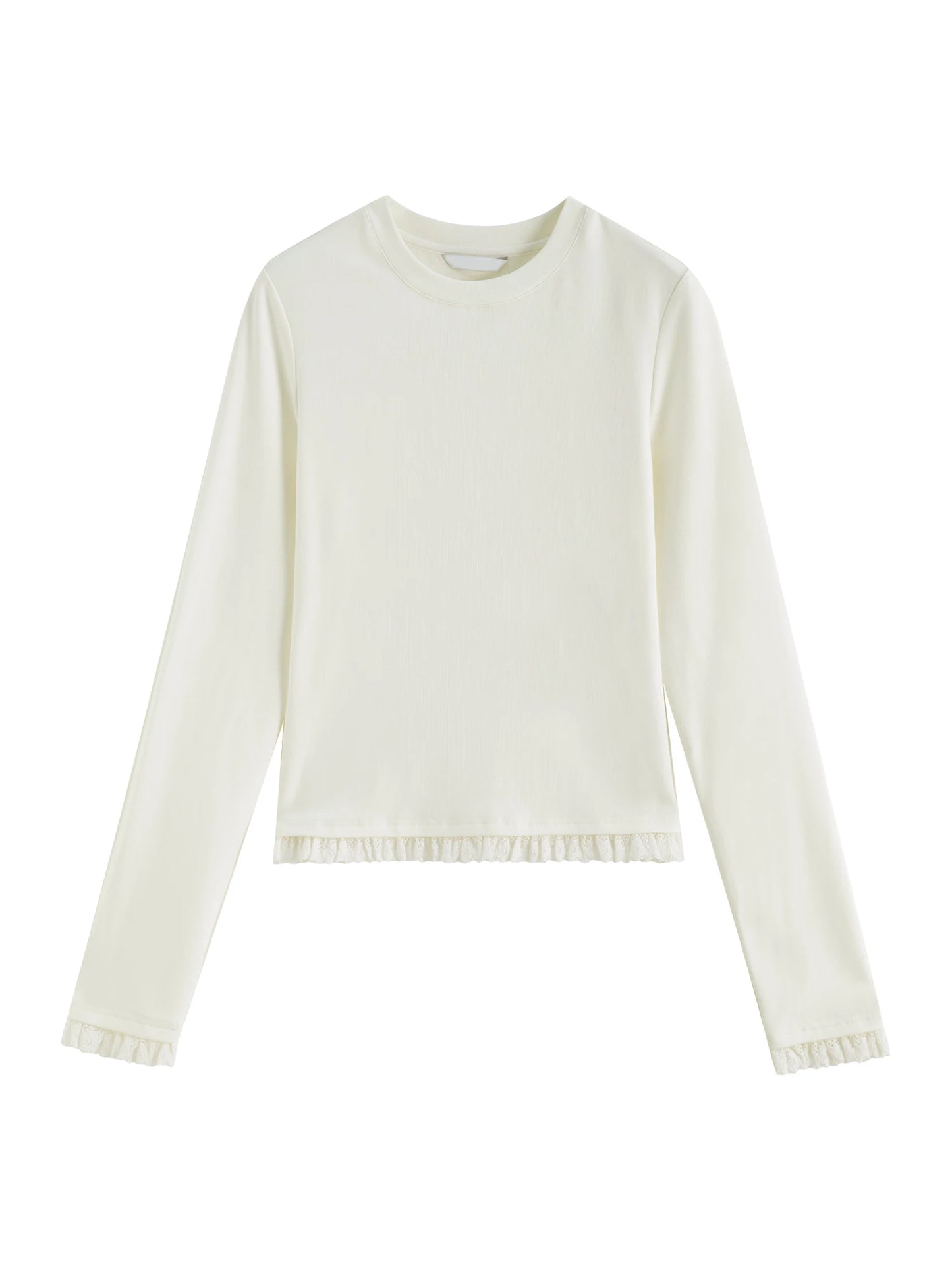 Ivory Lace Trim Long Sleeve Top