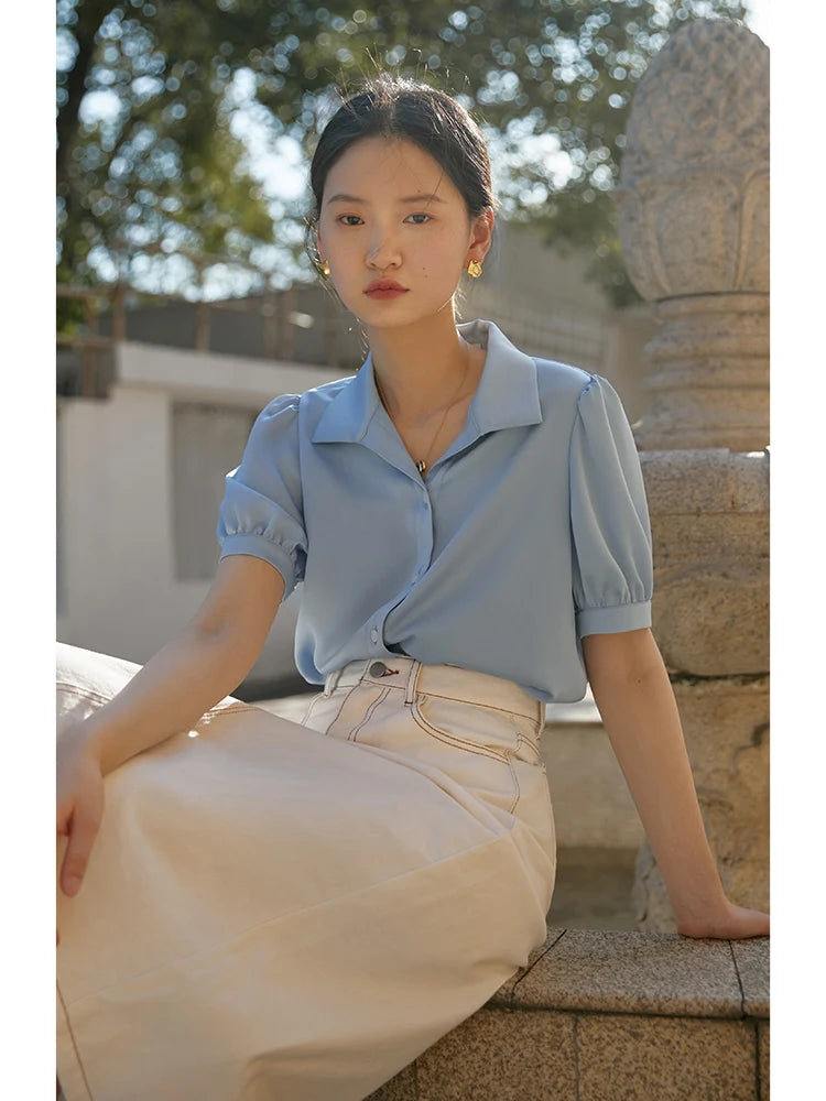 Sky Blue Short Sleeve Button Shirt