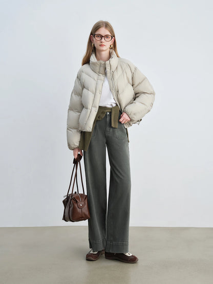 Olive Patch Pocket Wide Jeans
