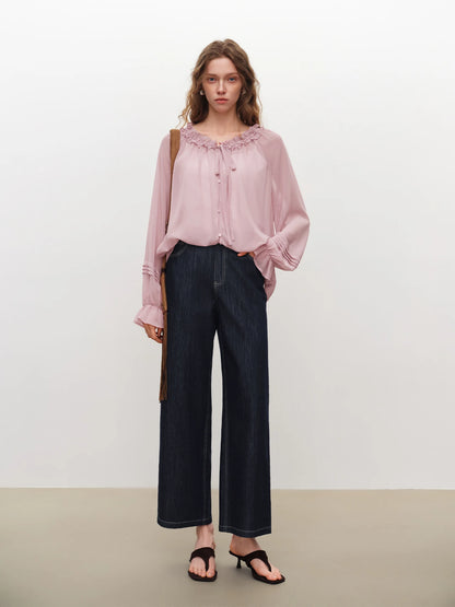 White Cropped Straight Pants