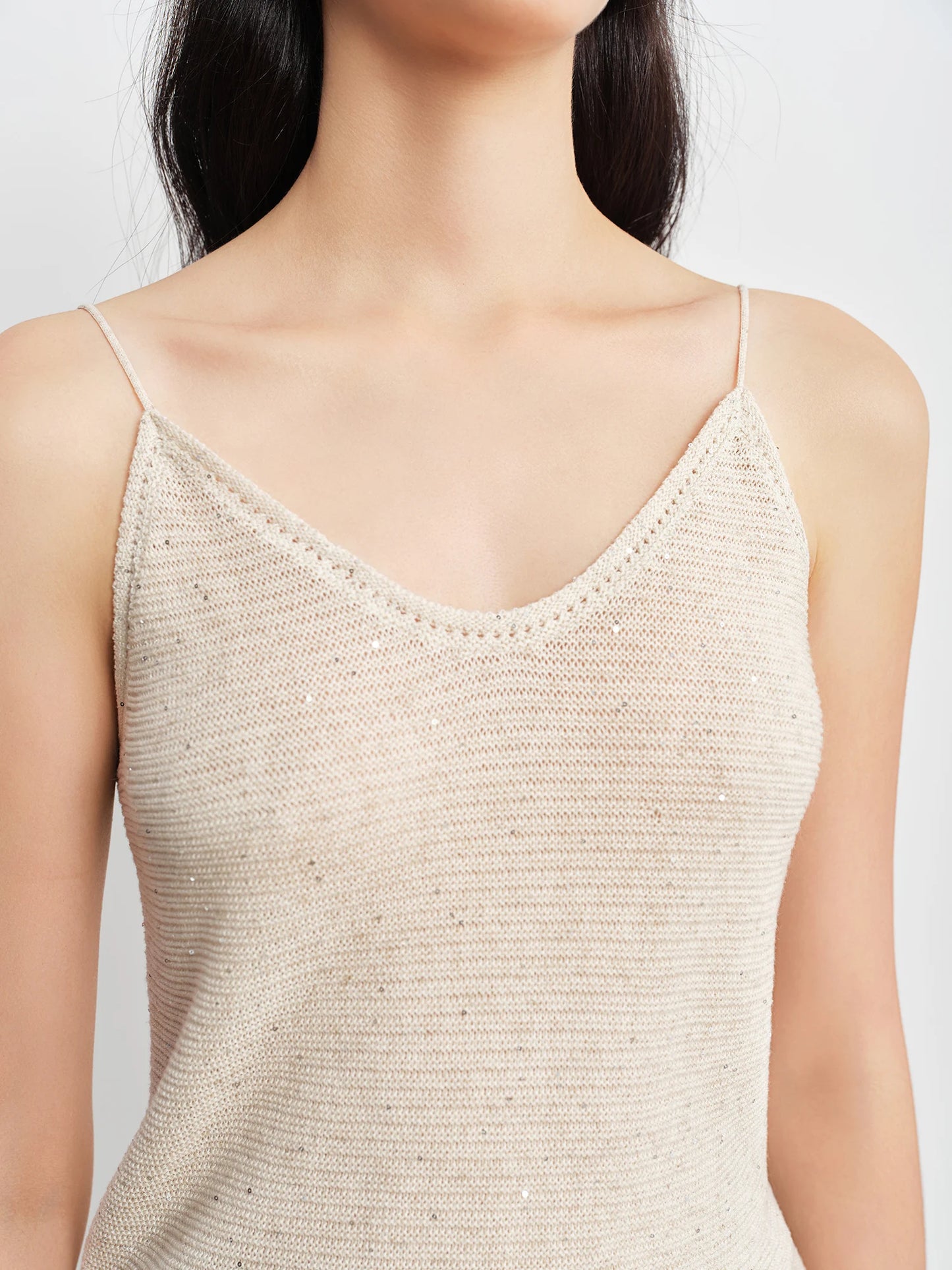 Beige Crochet Trim Cardigan Set