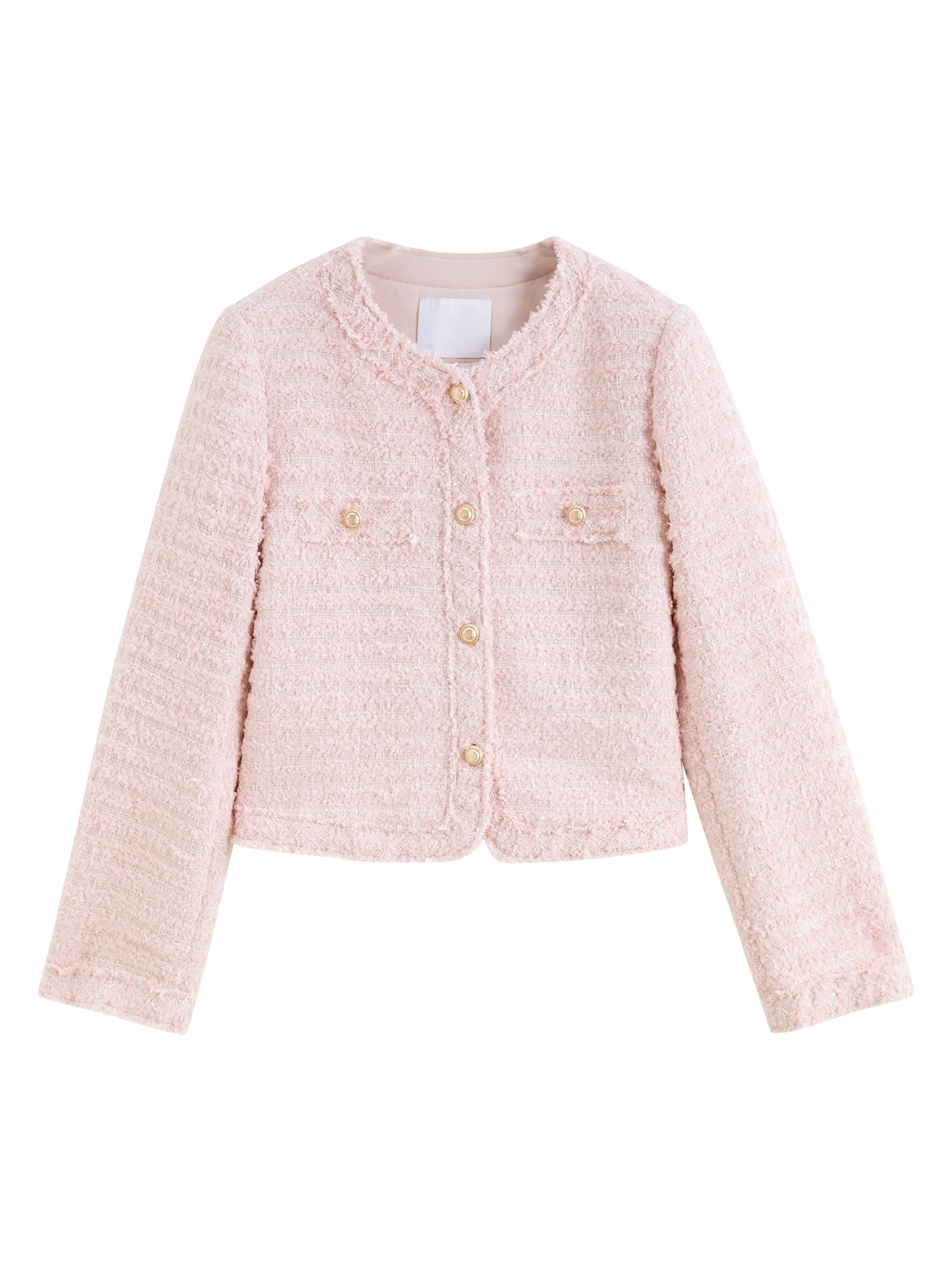 Pink Textured Tweed Jacket