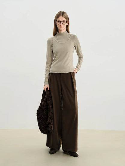 Black Layered Mock Neck Knit Top