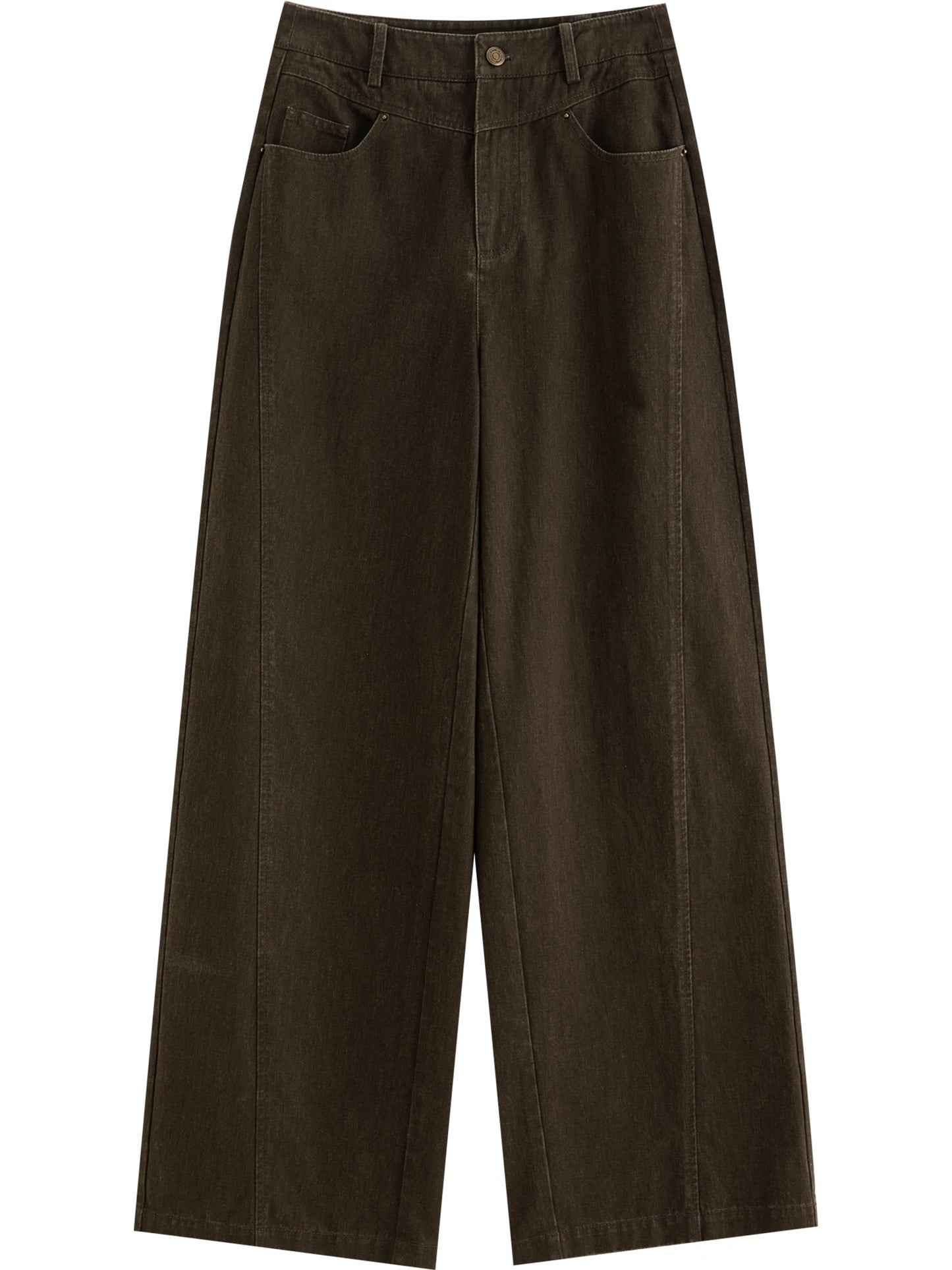 Brown Denim Wide Leg Pants