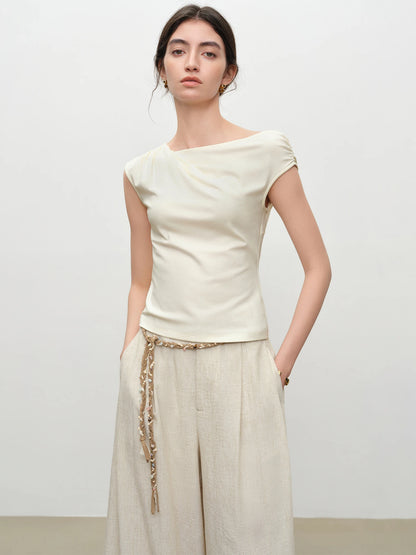 Ivory Draped Off Shoulder Top