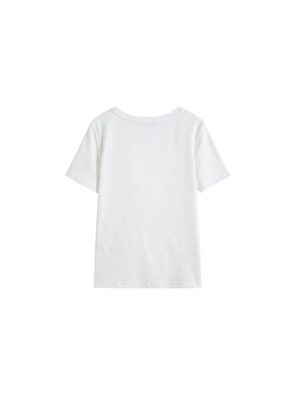 White Front Knot Short Sleeve Tee