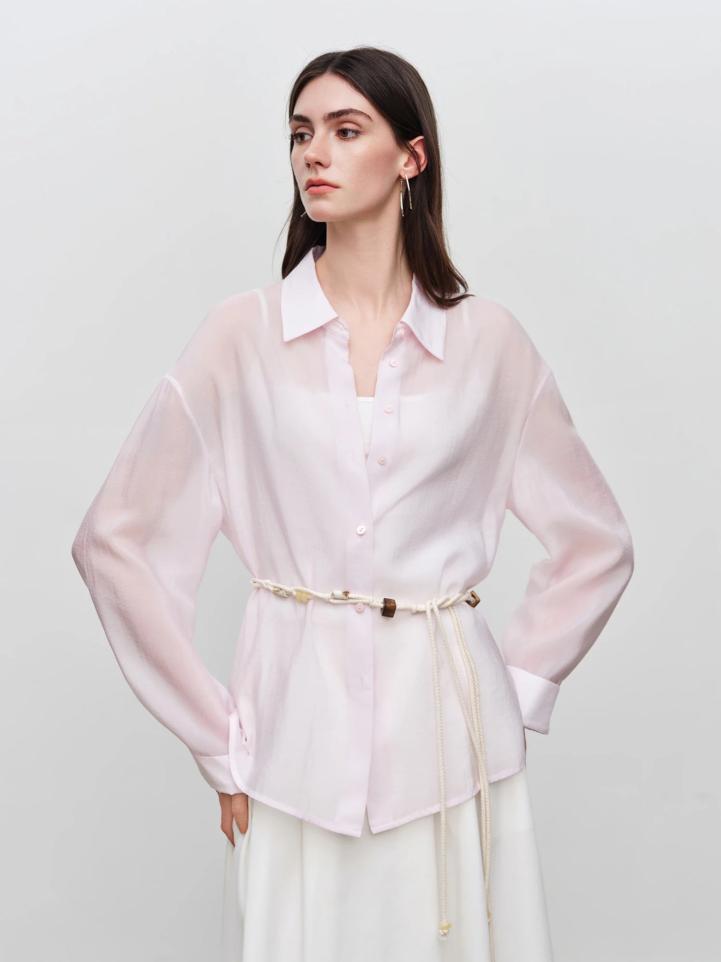 Pale Blue Sheer Button Shirt