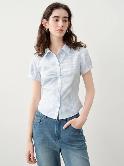 Charcoal Drawstring Waist Button Shirt