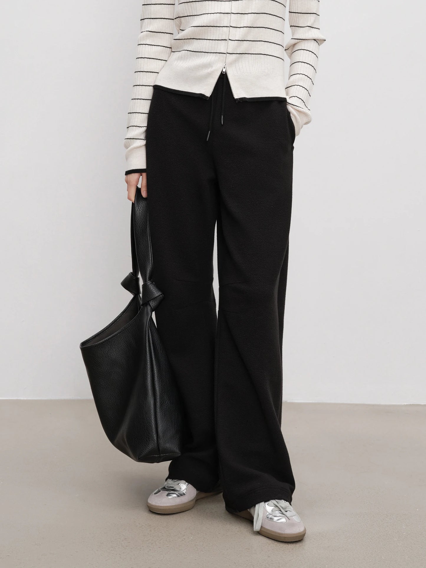 Black Knit Wide Leg Pants