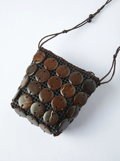 Wooden Bead Floral Crossbody Bag