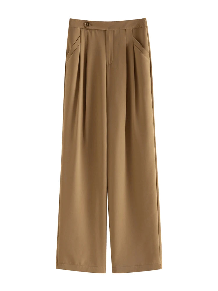 Black Pleated Wide Leg Trousers