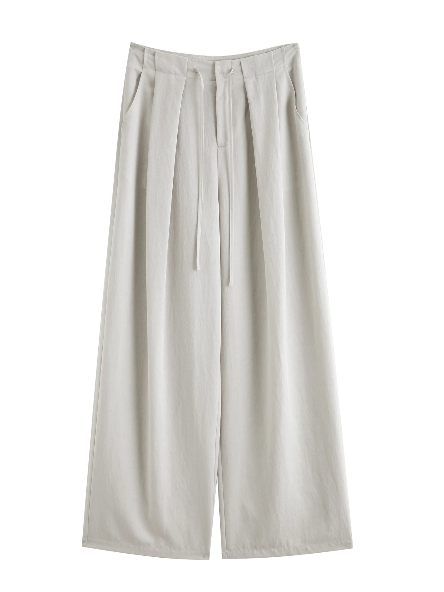 Charcoal Pleated Drawstring Pants
