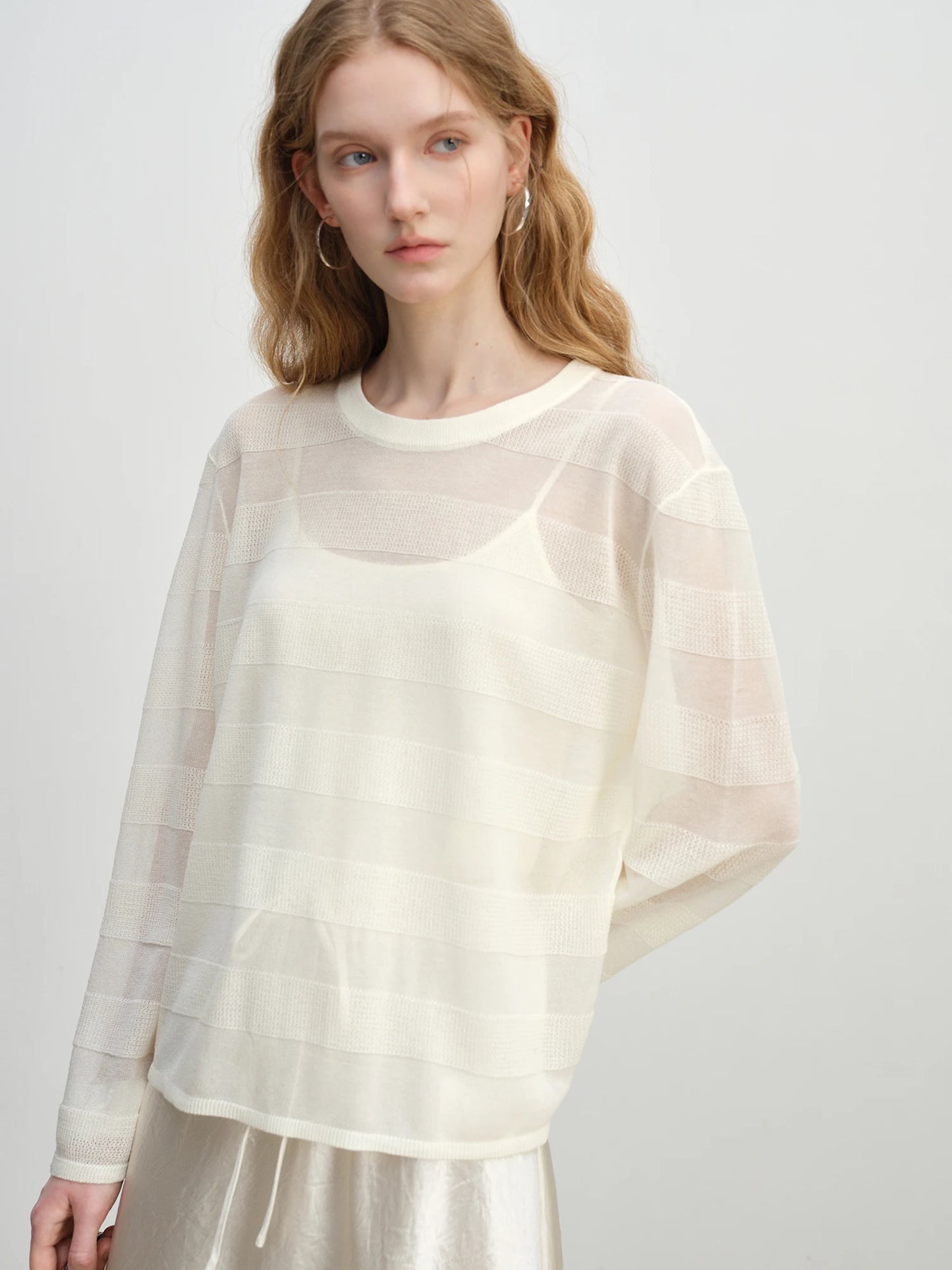 Ivory Crew Neck Knit Top