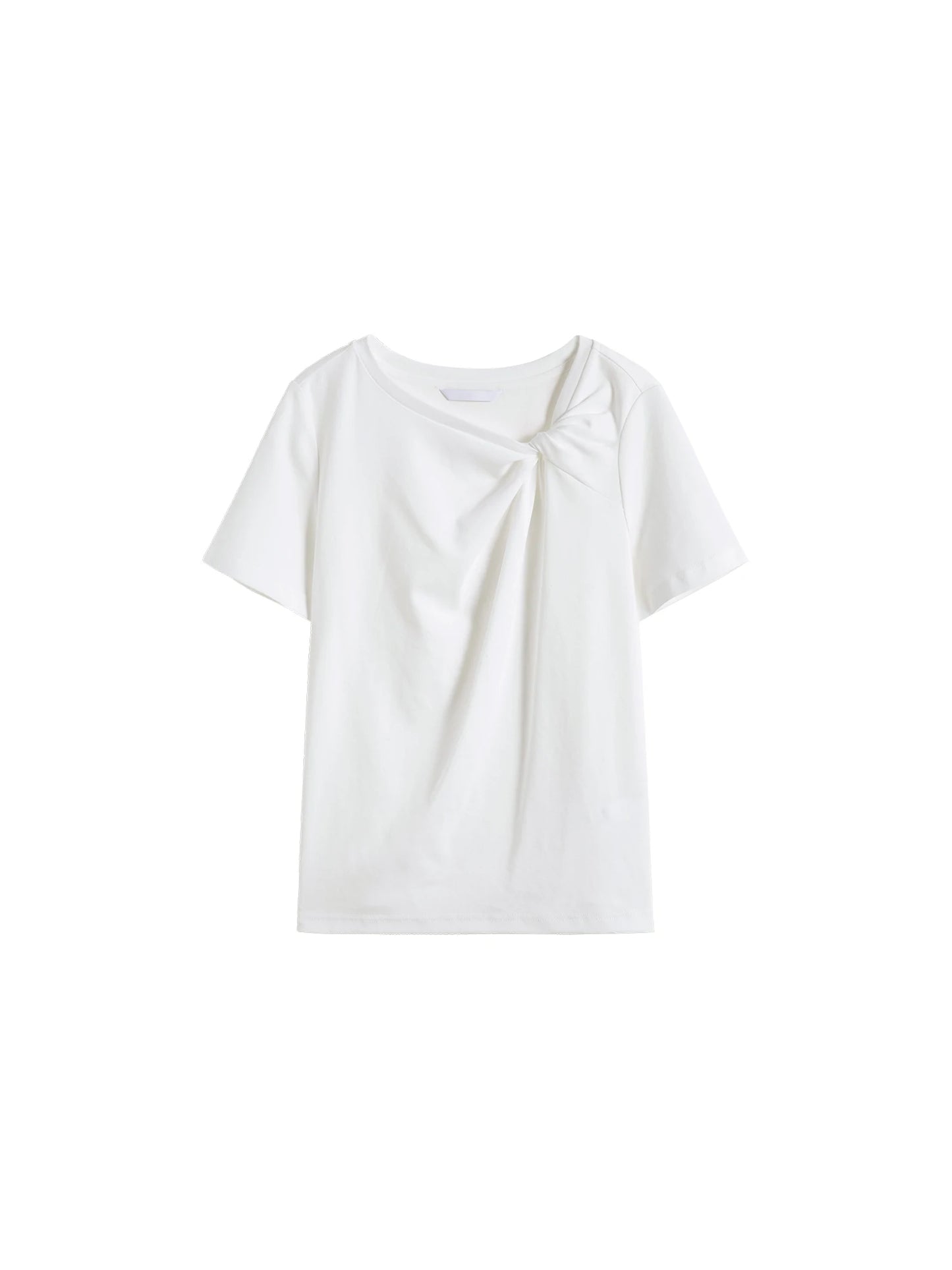 White Front Knot Short Sleeve Tee