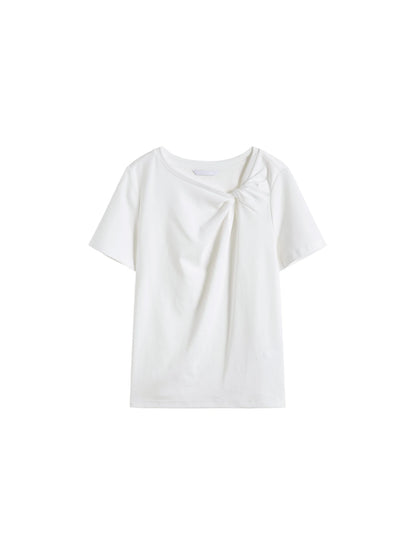 White Front Knot Short Sleeve Tee