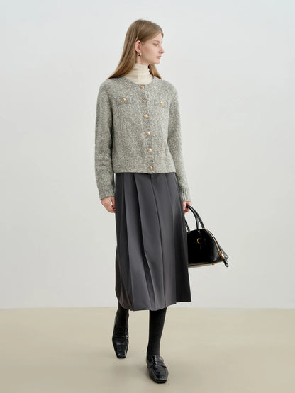 Grey Textured Pocket Knit Cardigan