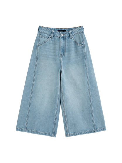 White Mid Calf Straight Jeans