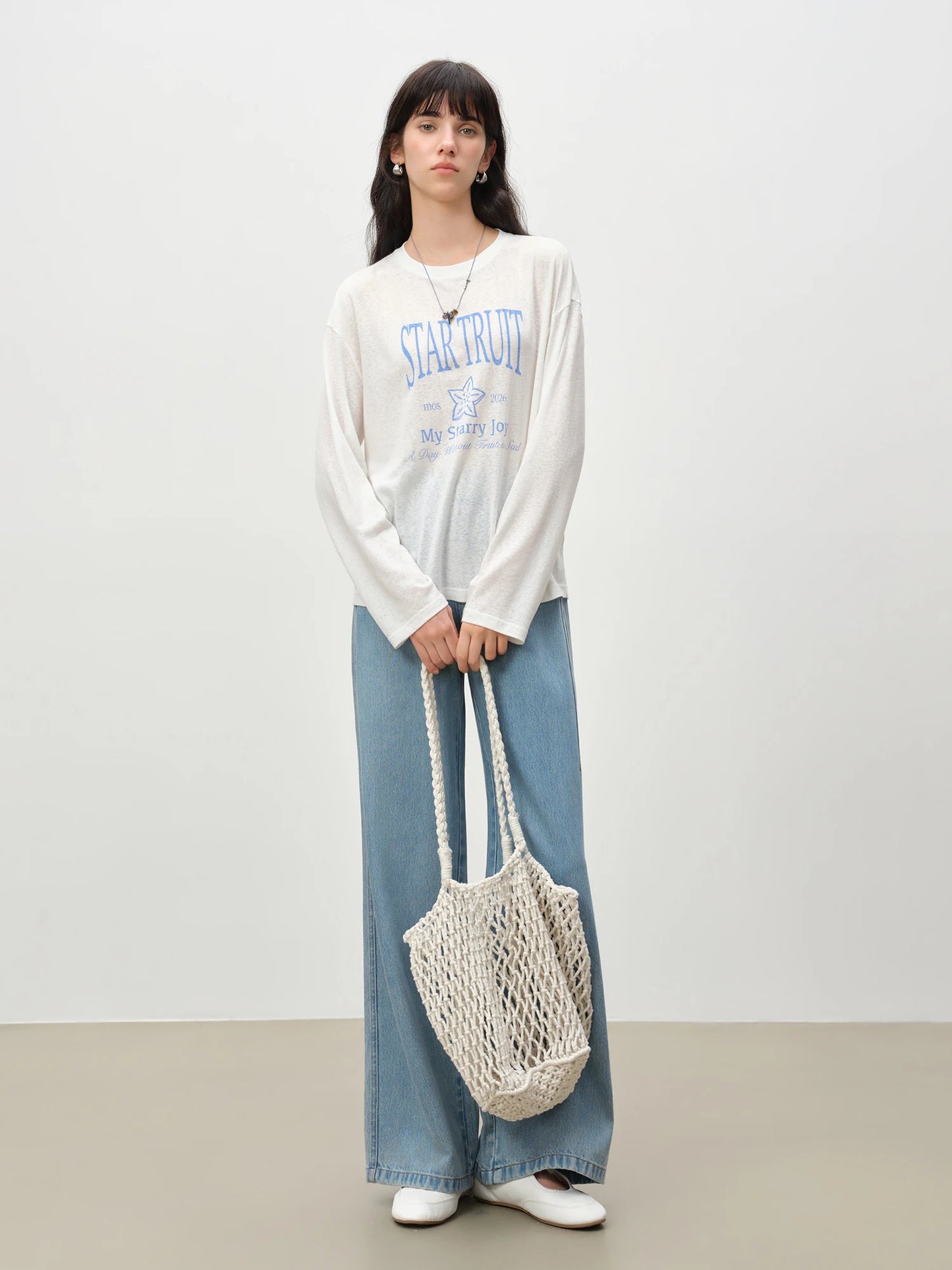 White Graphic Long Sleeve Tee