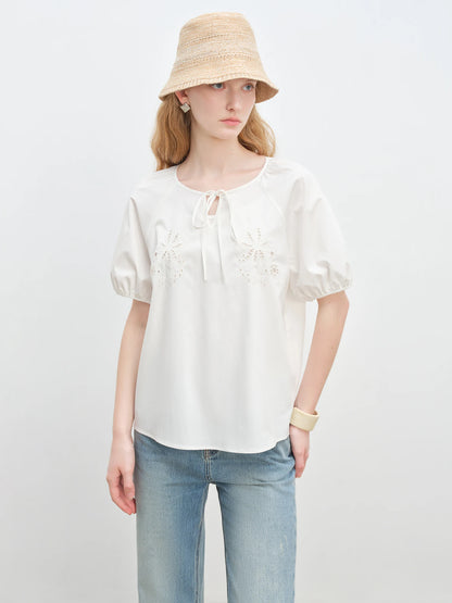 White Embroidered Blouse Skirt Set