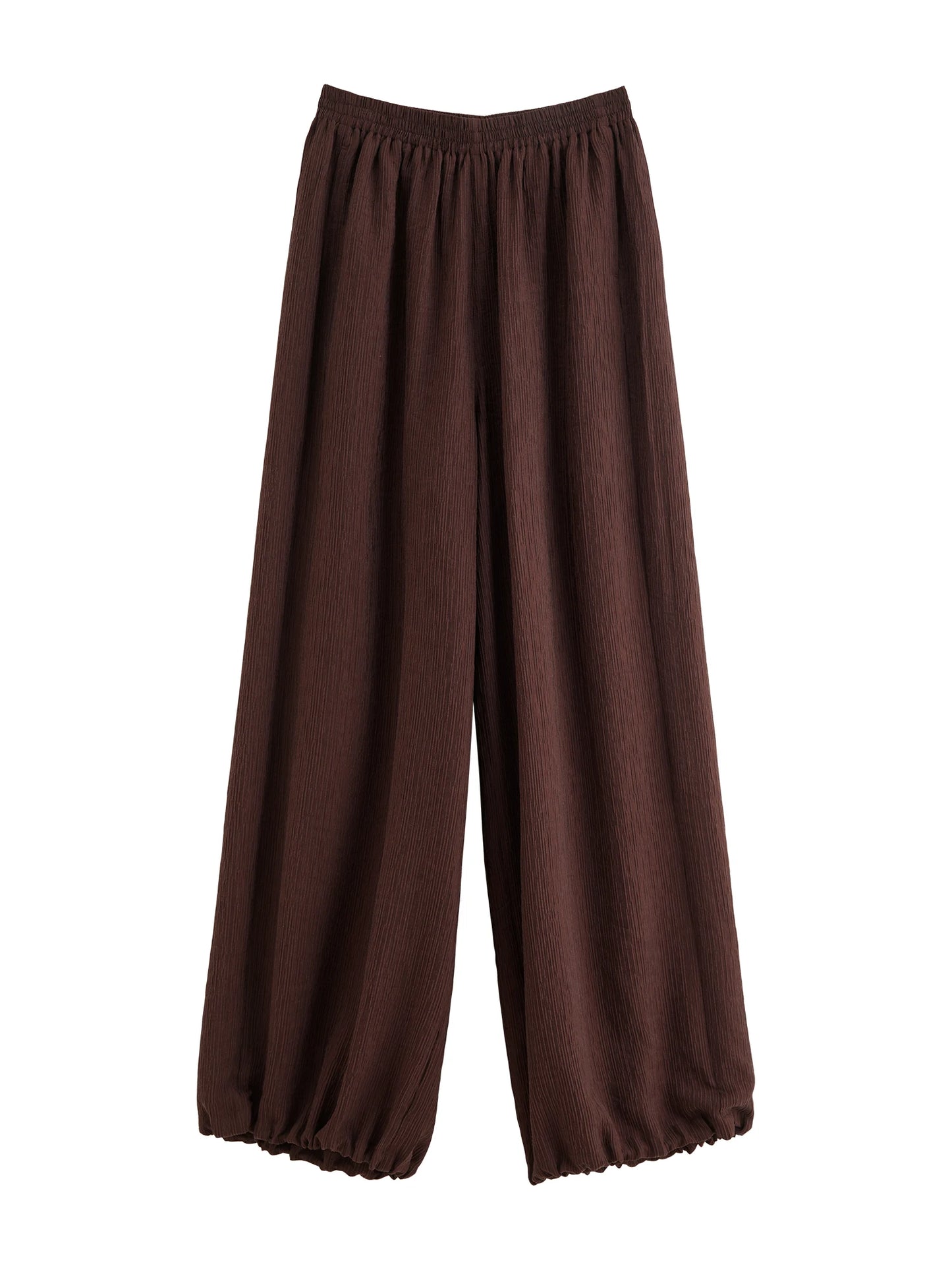 Brown Ribbed Balloon Pants