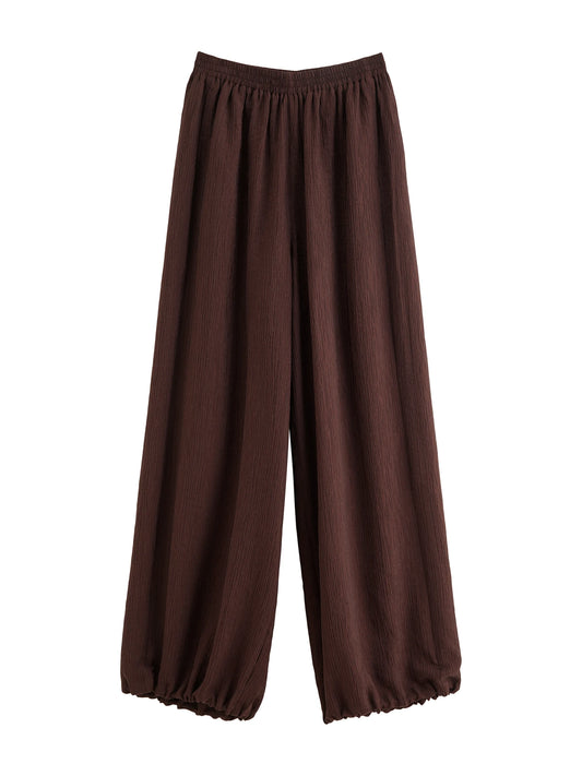 Brown Ribbed Balloon Pants
