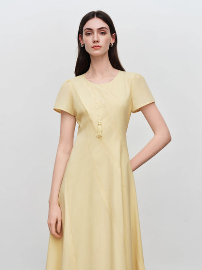 Blue Short Sleeve Flare Dress