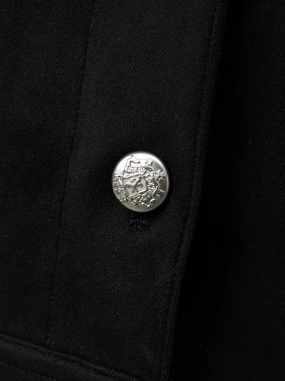Black Faux Fur Collar Jacket