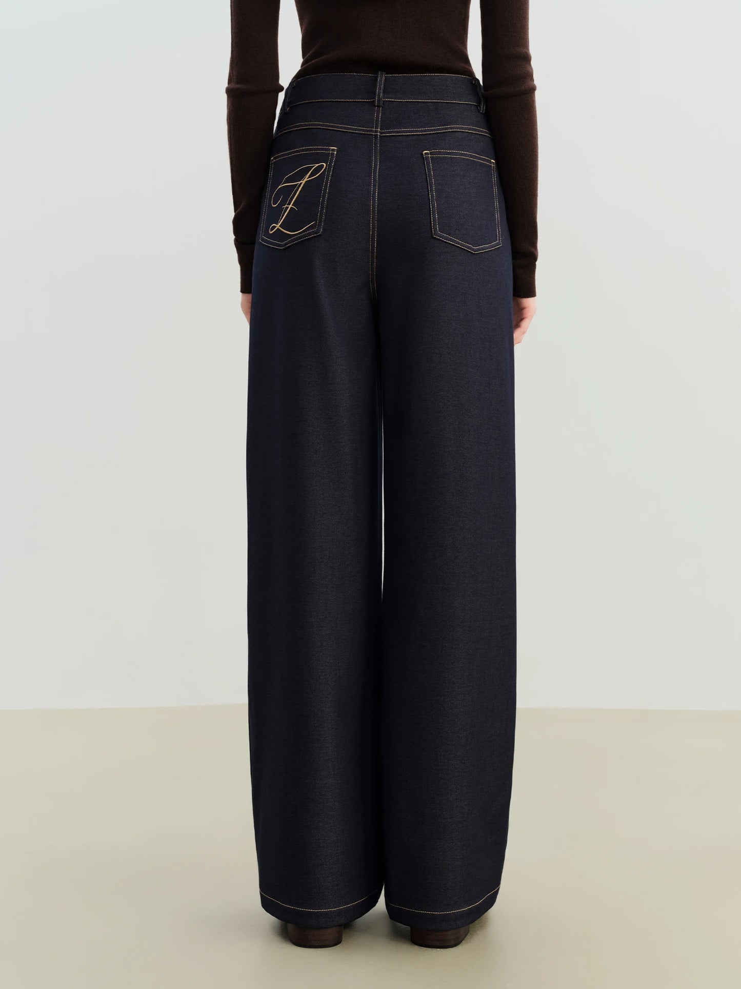 Dark Denim Straight Wide Pants