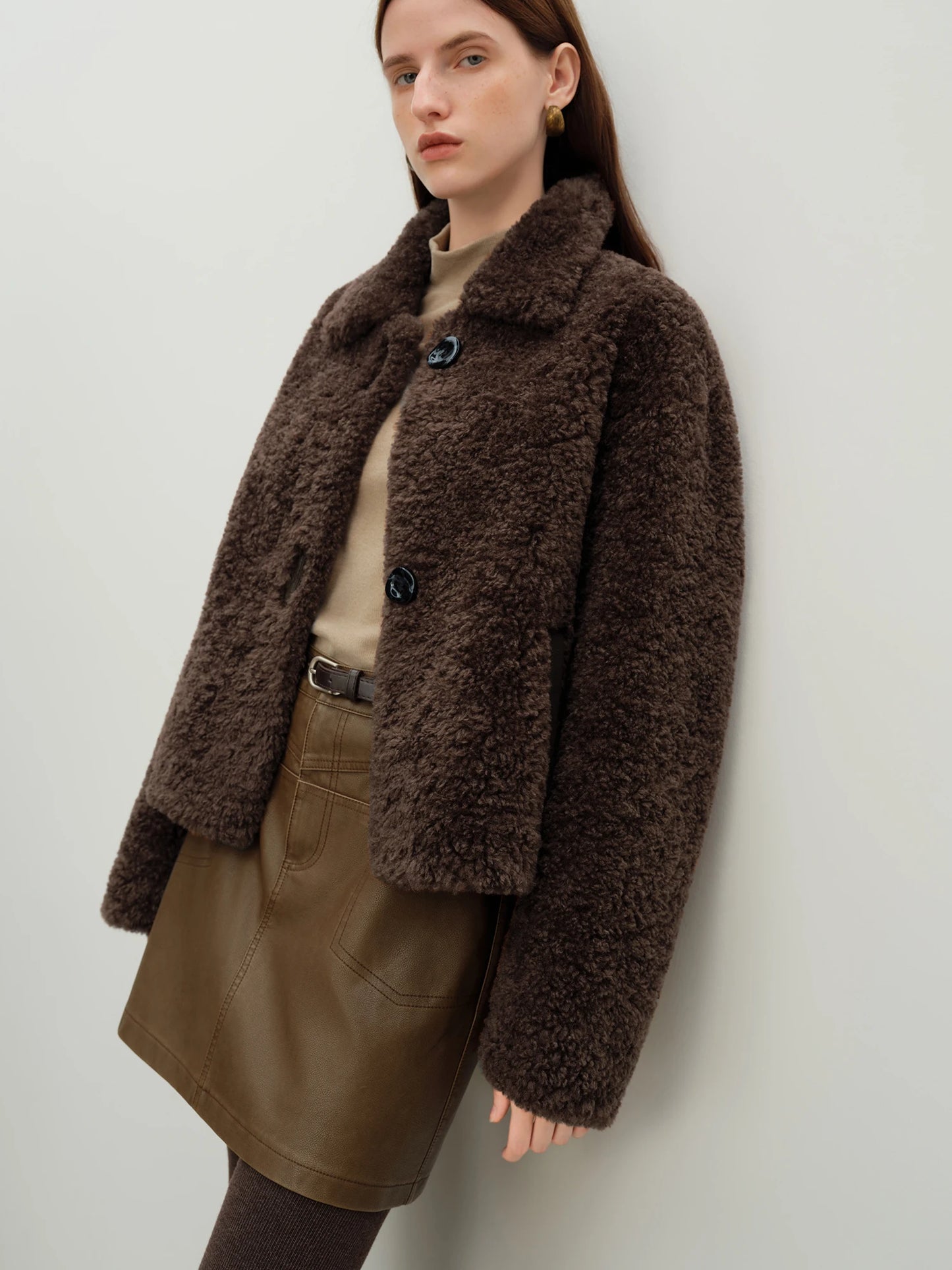 Brown Plush Faux Fur Jacket