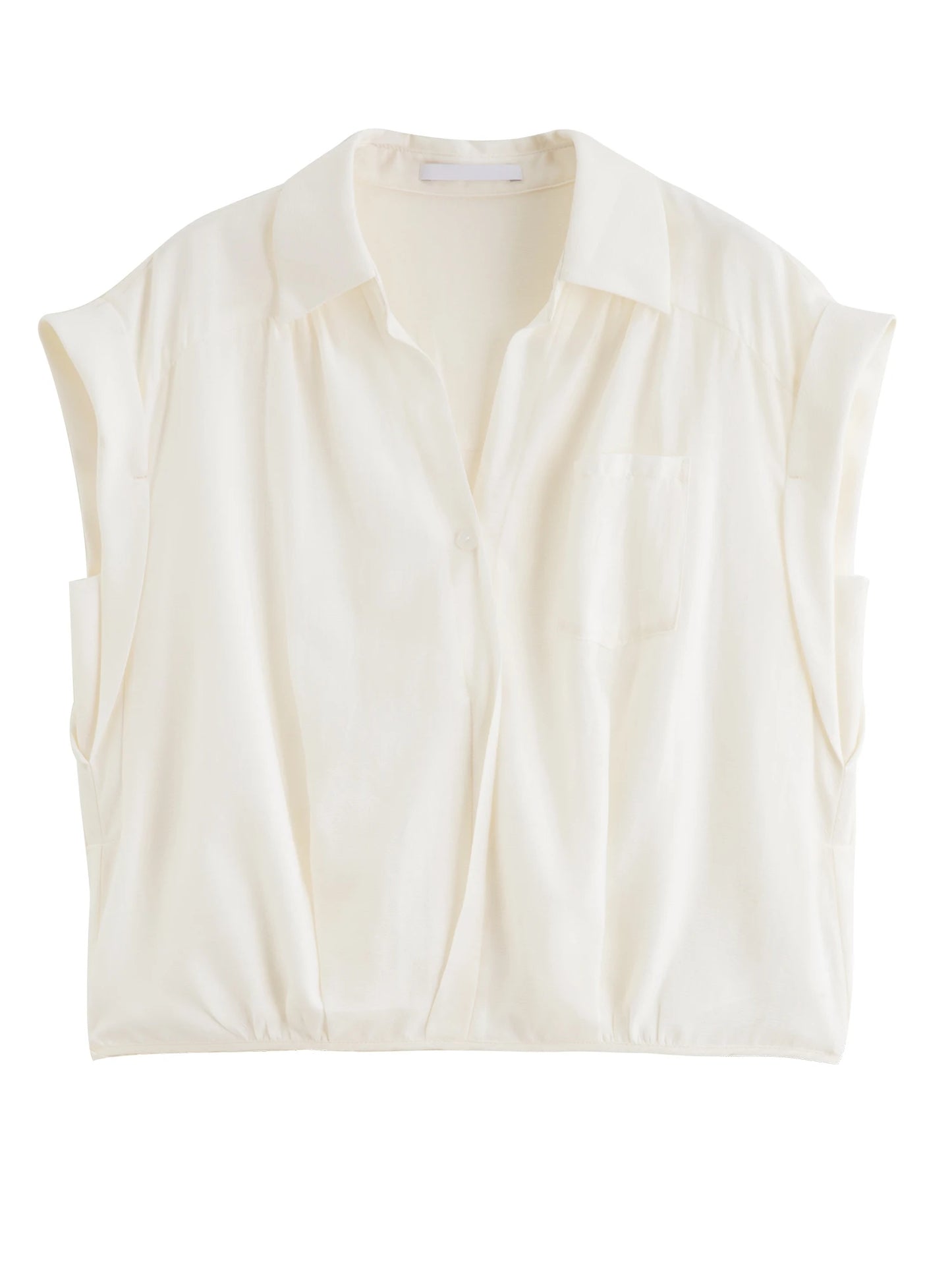 Pale Blue Tie Hem Sleeveless Shirt